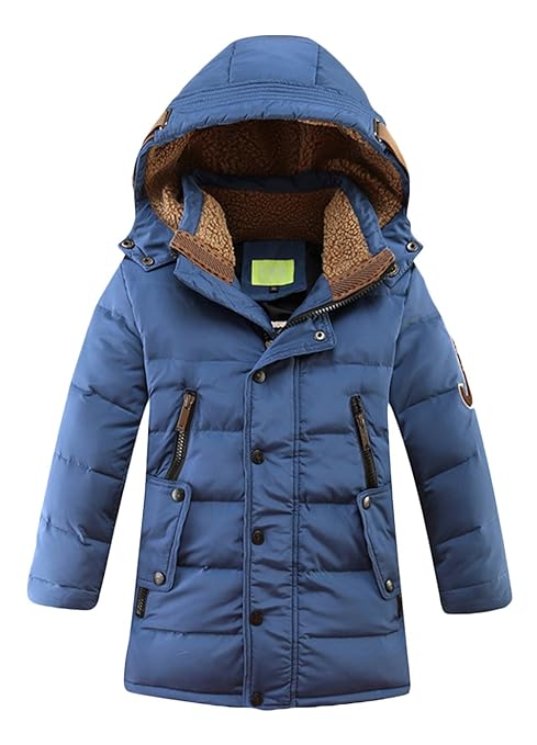 OUO Daunenjacke für Kinder kälteschutz Lange Jacke mit abnehmbar Kapuze