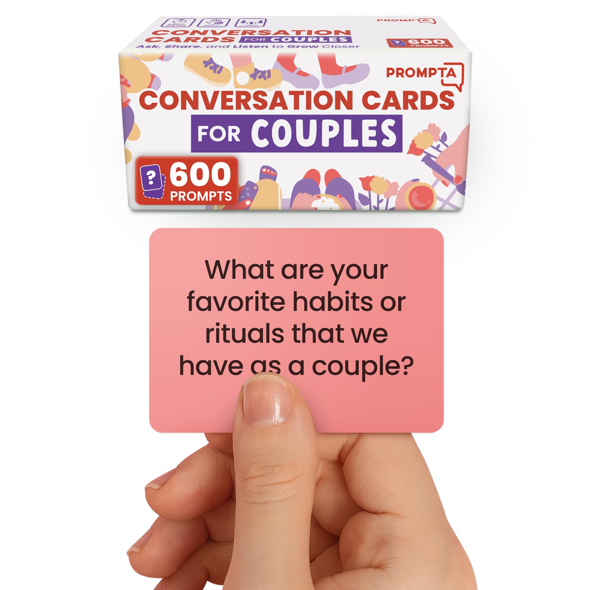 Rayliad 600 Conversation Cards - Couples Games & Relationship Questions - Card Games for Date Night - Connect & Talk