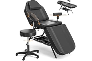 ABTSalon Massage Salon Tattoo Chair Esthetician Bed Lash Bed, Adjustable Armrests Client Tattoo Chair with Large Capacity Beauty Basket for Massage Beauty SPA Tattoo
