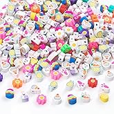 HSONAIGEE Easter Polymer Clay Bead for Bracelets, 300 Pieces Easter Beads Assorted Bunny Chick Egg Flower Shapes Beads Necklace Jewelry Making DIY Crafts