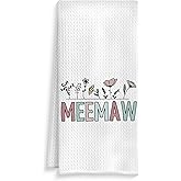 ROXMART Meemaw Grandma Gifts Kitchen Towels, Grandma Gift from Grandkids Dish Tea Towels, Meemaw Grandmother Gifts for Birthday Christmas Decorative Hand Towel for Bathroom Kitchen, 16x24 Inch