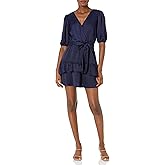 Speechless Women's Balloon Short Sleeve Wrap Dress