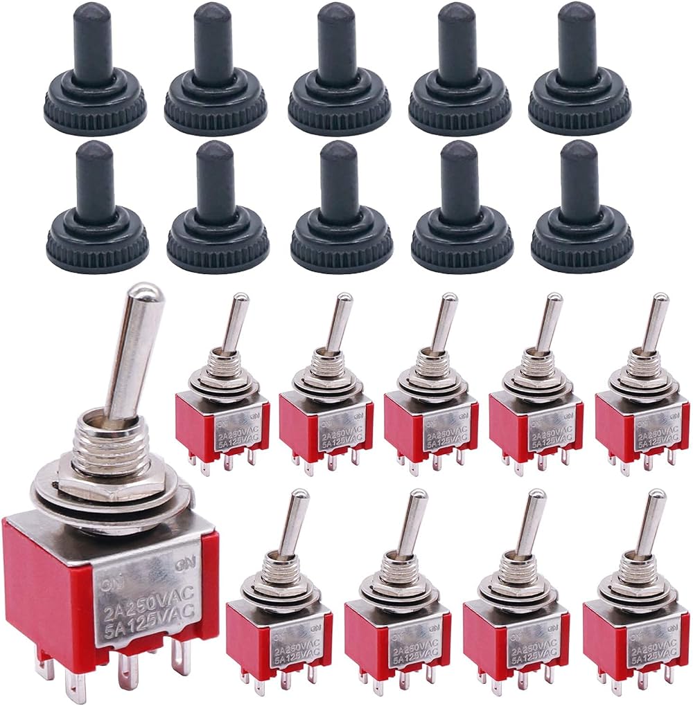 mxuteuk 10x DPDT 2 Position ON-ON Mini Toggle Switch 6 Pin 5A 125V MTS-202