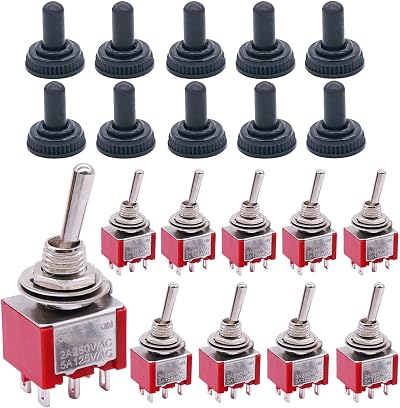 mxuteuk 10x DPDT 2 Position ON-ON Mini Toggle Switch 6 Pin 5A 125V MTS-202