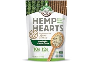 Manitoba Harvest Regenerative Organic Hemp Hearts, Shelled Hemp Seeds - 12oz - 10g Plant Protein & 12g Omega 3 & 6 per 30g Serving - Easy-to-Digest Super Seeds - Gluten Free, Non-GMO Project Verified