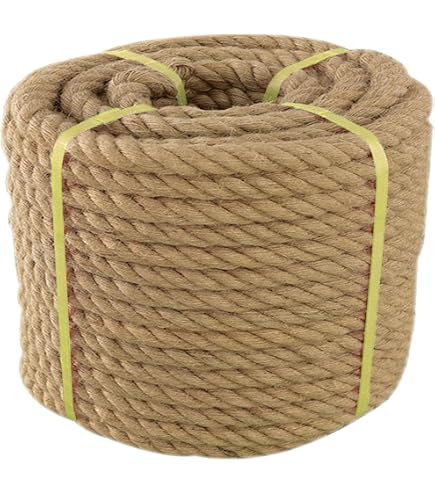 Simsedery Natural Jute Rope - 3/4 Inch X 50 Ft, 20mm Thick Heavy Duty Manila Rope For DIY, Crafts, Decor & More