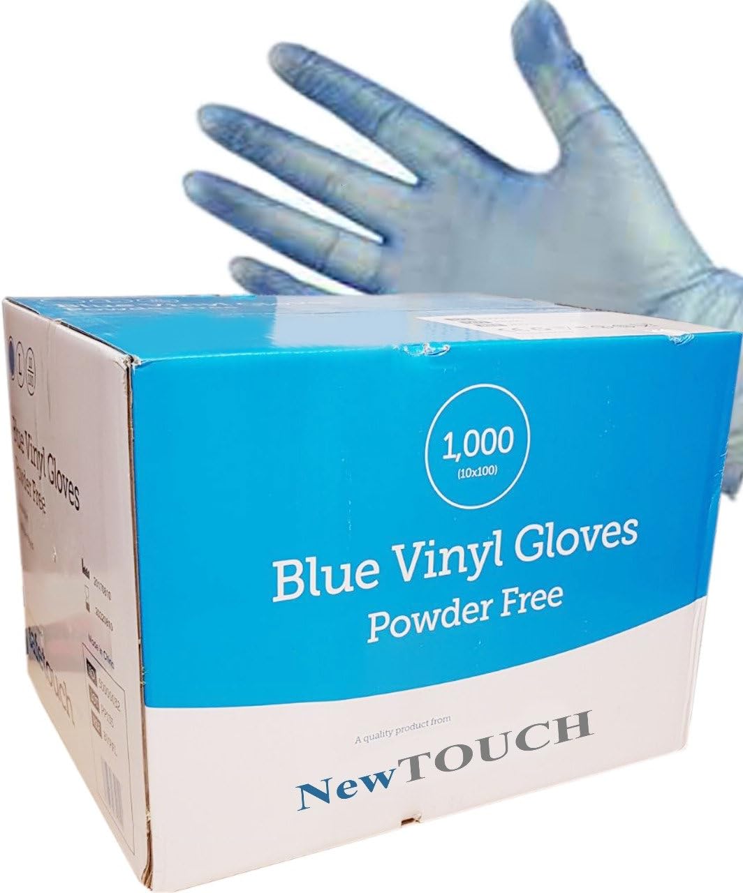 Strong Blue Vinyl Gloves Powder Fee Disposable Gloves x 1000 (Blue