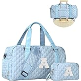 Elilier Initial Travel Duffle Bag Women Girls Gift: Personalized Weekender bags, Dance Cheer bag Sports for Girl, Kid Gymnastics Bags, Birthday Gifts for Women Girls Kids Teens Mom Teacher