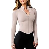 AVGO Women's Workout Jacket Lightweight Zip Up Cropped Yoga Jackets Slim Fit Athletic Tops with Thumb Holes