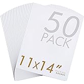 Falling in Art 50 Pack Acid-Free Mat Boards - 11x14 Uncut White Backing Boards, 4 - Ply Thickness Backer Boards for Photos, Pictures, Frames, Artworks and Prints