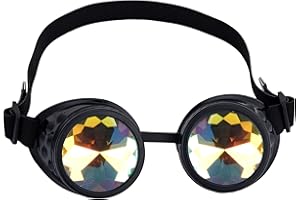 Lelinta Kaleidoscope Rave Goggles Rainbow Kaleidoscope Glasses,Ideal for Music Festivals, Raves, and Psychedelic Parties