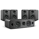 Saiyin 5.0 Home Theater System, 100w HiFi Surround Sound Speakers with Stereo Surround Sound and Classic Rretro Wood Grain for TV/PC, Passive, Amplifier or Receiver Required, Cable Not Included