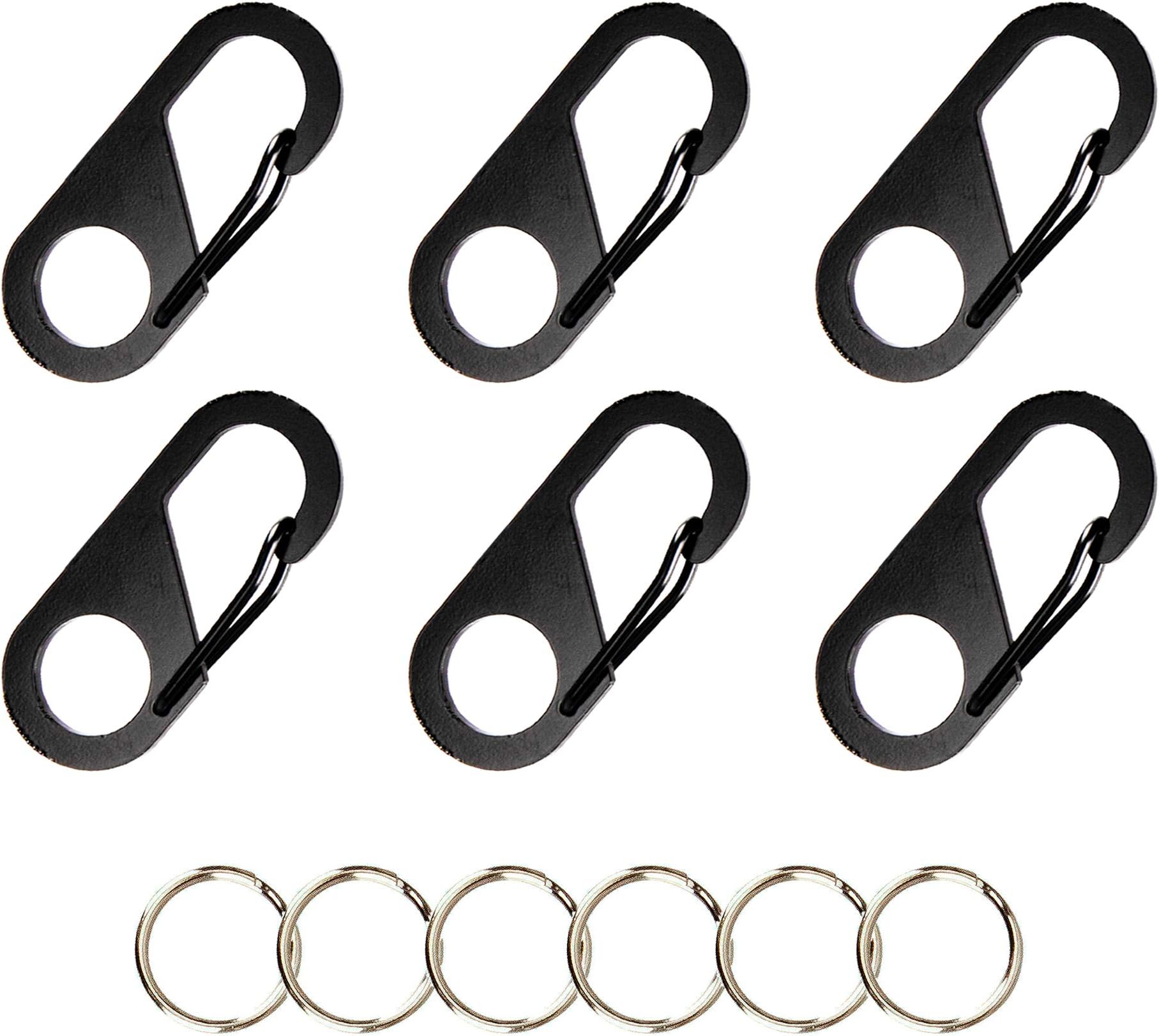 SWATOM Stainless Mini Carabiners Key Ring Small Carabiner Clip Keychain Tiny Snap Hook Accessories(6PCS)