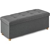 BRIAN & DANY 43 Inches Folding Storage Ottoman Bench, Ottoman with Storage Bench for Bedroom, Living Room, Entryway, Foot Rest with Legs, Dark Gery