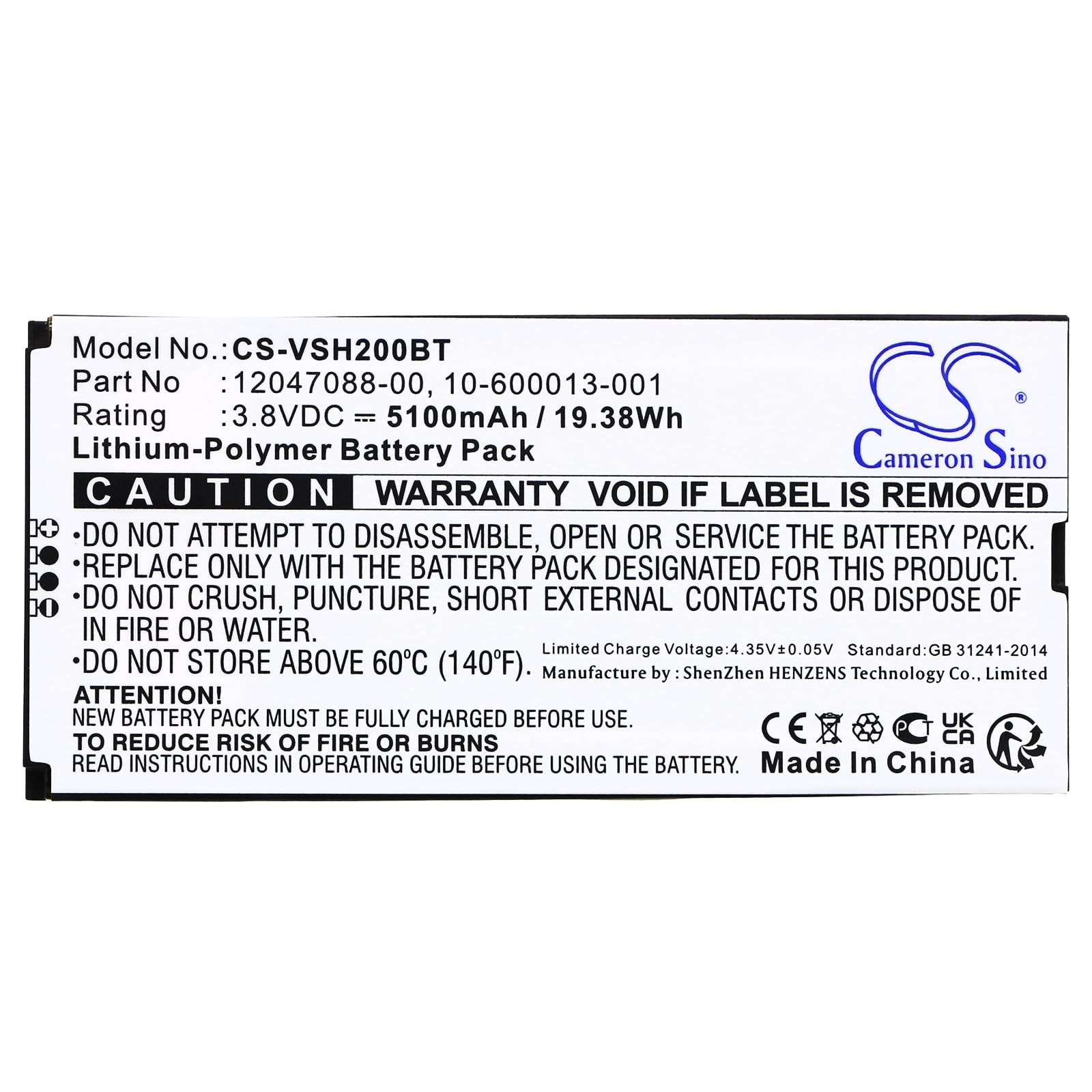 Photo 1 of Replacement Battery for Vivint Smart Hub Control Panel,VS-SH2000-C00,12047088-00,10-600013-001(5100mAh / 19.38Wh)