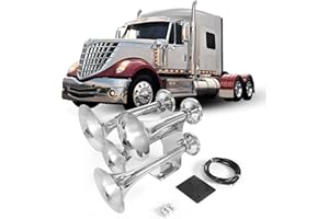 YUANJUFITT 11.4/11.4/13.4/15.8 inch Chrome Train Horn for Truck 4 Trumpet Air Horn 150DB Train Horns for Pickup Trucks 290/290/340/400mm Air Horn for Truck with 12V/24V Fast Response Solenoid Fit Boat/Yachts/etc