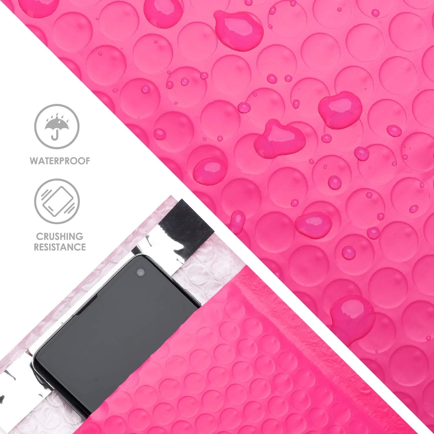 Switory Padded Envelopes A5 50pcs 6x10 in(15.3cmx22.9cm) Polythene Pink Bubble Mailers Small Bubble Envelopes Lined Poly Mailer Self-Seal for Packaging - Image 5
