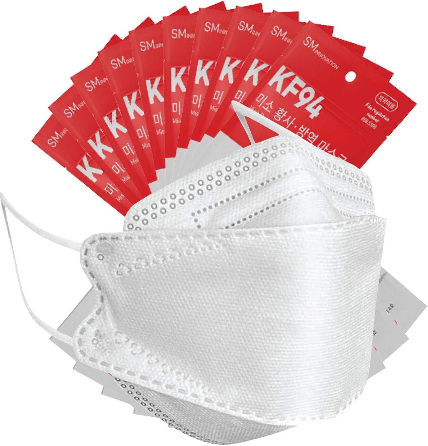 10 Pack Individual White KF94, Made In Korea, Protective