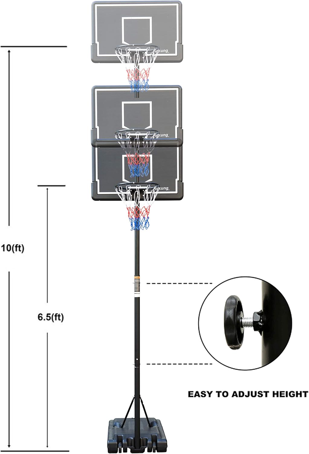 aokung Portable Basketball Hoop & Goal Basketball System Height Adjustable 6.2-8.5ft with 42 Inch Backboard and Wheels for Youth Kids Indoor Outdoor Use : Sports & Outdoors
