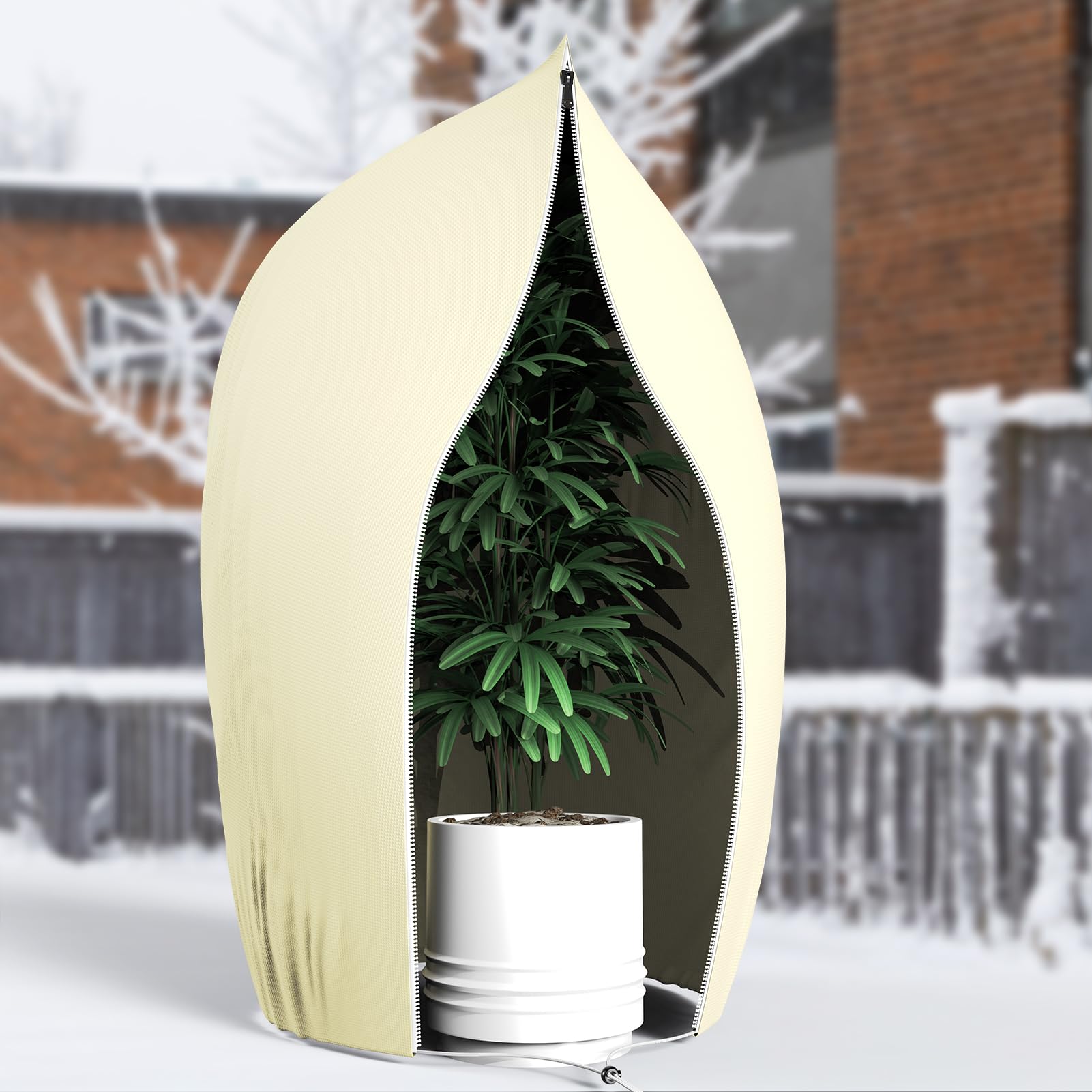 Yomisee 2 Packs Plant Fleece Frost Protection Covers, 80x120cm Garden Fleece Frost Protection, Plant Cover for Winter with Zipper, Plant Frost Protection Bags for Potted Plants Fruit Trees