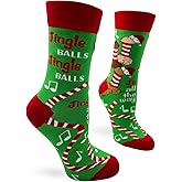 Fabdaz Jingle Balls Funny Novelty Crew Socks for Women - Christmas Design - 1 Pair, Fits Shoe Size 5-10