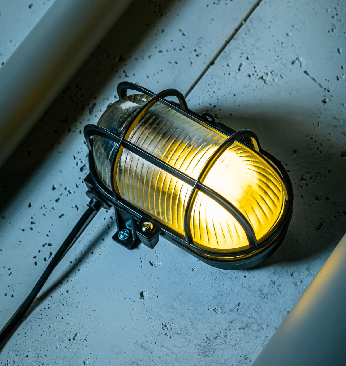 CGC Lighting Black Oval Cage Bulkhead Glass Metal Wall Ceiling Light Weatherproof Indoor Outdoor Garden Porch Garage Patio Waterproof