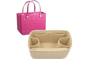 Lckaey Rubber Beach Bag Organizer Compatible with Bo Bag Tote,Divider Pouch for Bo Bags Accessories Felt Insert3018khaki-L