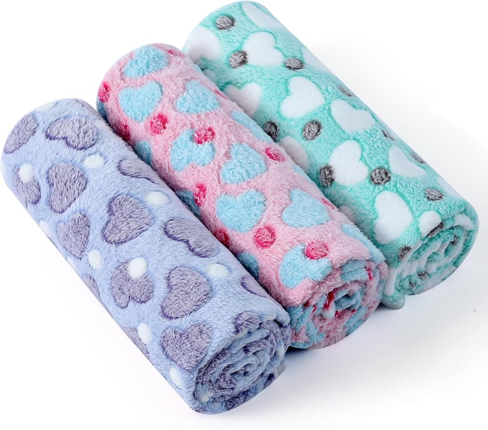 COMSLE Fluffy Dog Blanket 3 Pack Small Medium Large Plush Fleece