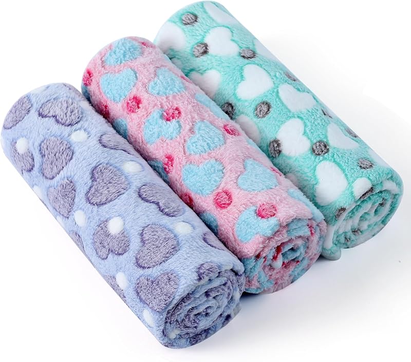 COMSLE Fluffy Dog Blanket 3 Pack Small Medium Large Plush Fleece