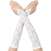 Floral Lace Long Fingerless Elbow Length Gloves for Women - Wedding & Dinner Parties