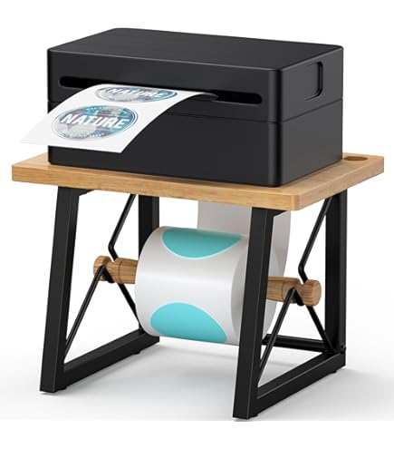 Porte-étiquettes Thermiques Pour Imprimante - Support Rouleau Étiquettes En Bois Et Métal, Organiseur Bureau Expédition