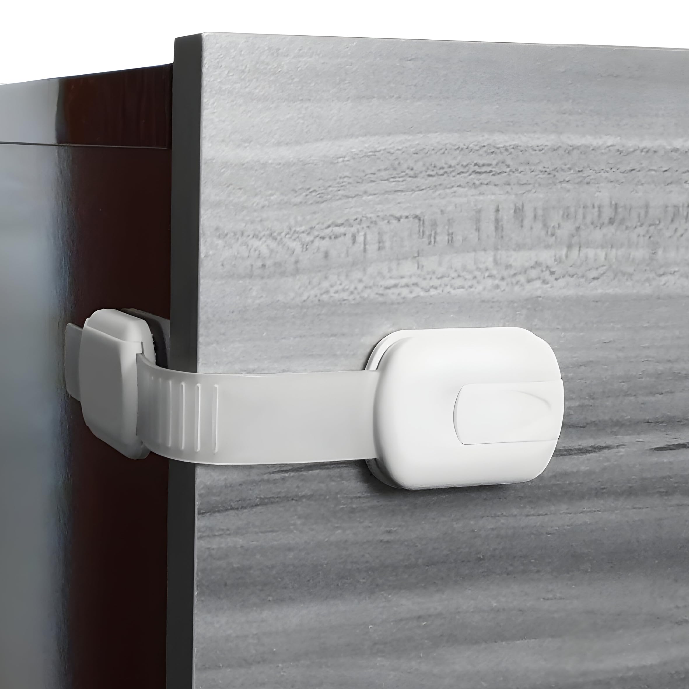 Baby Safety Products, Cupboard Locks for Children, Kids Safety, Kitchen Cupboards, Fridge, Cabinet, Drawers, Toilets, Adjustable Strap Lock with 3M Strong Adhesives (White, x6 Pack)