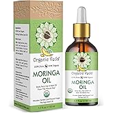 Organic Veda Moringa Oil Virgin 100% Pure & USDA Organic - Multi Purpose, Face, Hair & Skin, Nails, Fast Absorbing, Moisturizing & Beautifying - The Miracle Tree Moringa Oleifera Seed Oil, 1.7 fl.oz