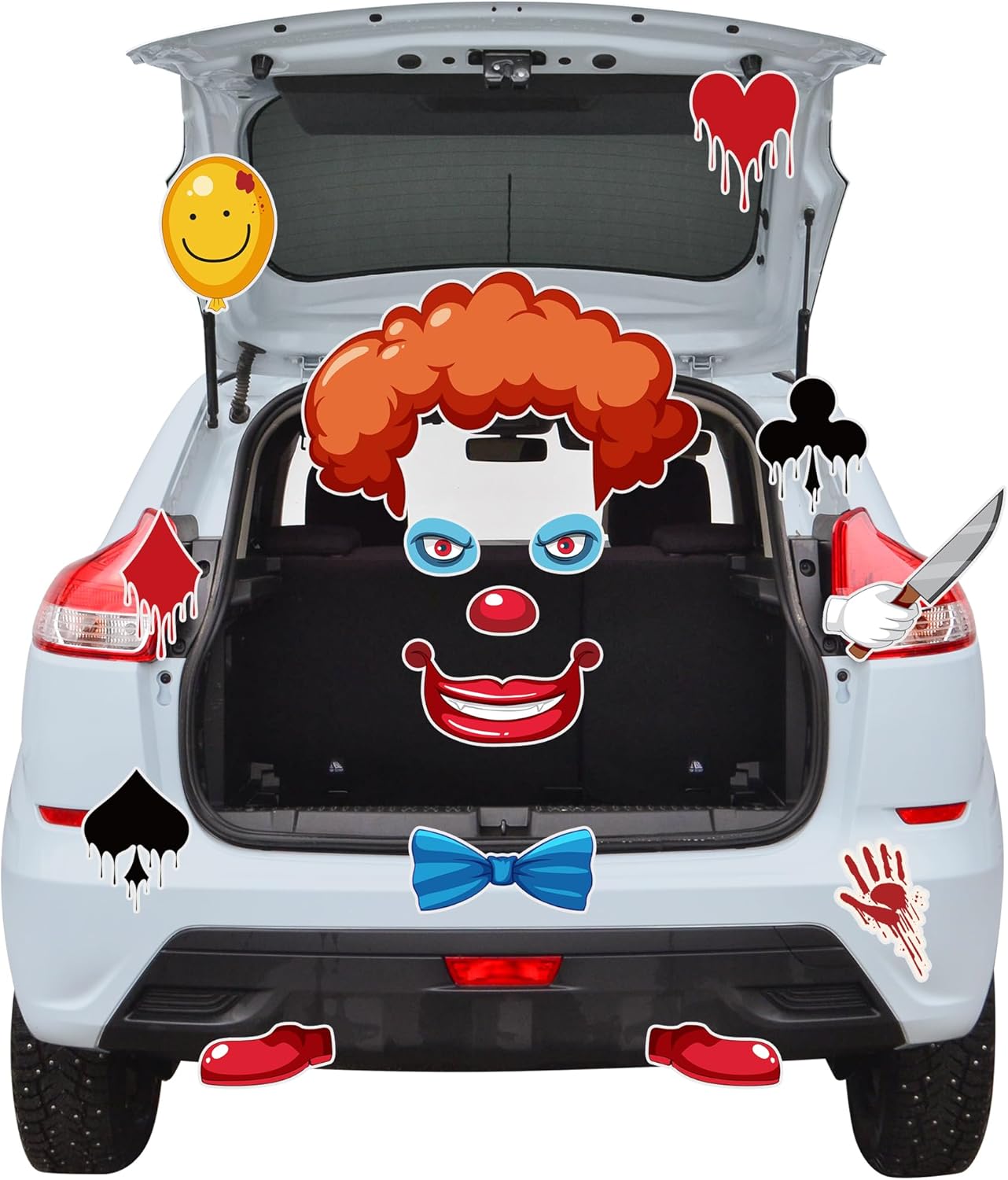 Garage Door Decorations - Winnwing Halloween Trunk or Treat Car Decorations Kit, 15 Pcs Halloween Clown Joker Theme Car Archway Entryway Garage Door Decorations Haunted House Home Outdoor Party Decor Supplies