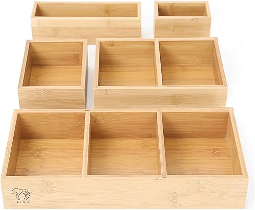 Amazon Com Risu Bamboo Drawer Organizer Storage Boxes For