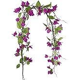 CITYES Artificial Bougainvillea Flowers Garland Purple Silk Bougainvillea Vines UV Resistant Realistic Faux Hanging Flowers Plants for Outdoor Outside Summer Decoration Porch Patio Balcony Yard Wall