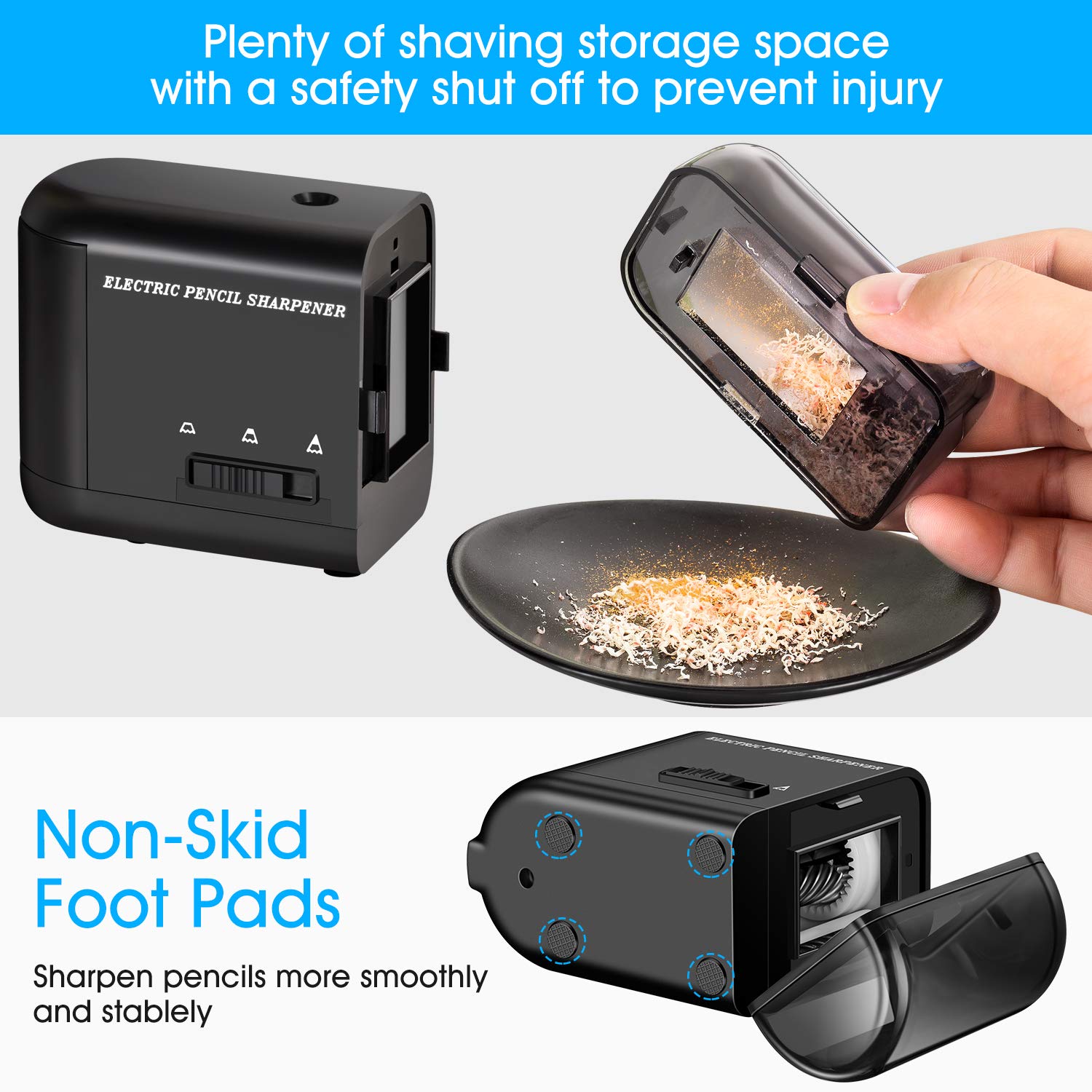 Tobeape Electric Pencil Sharpener, Heavy-duty Helical Blade, Variable Sharpness Control for 6.5-8mm Diameter Pencils, USB or AC or 4 AA Batteries Operated in Classroom Office Home