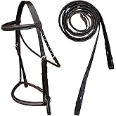 Majestic Ally Padded Raised English Bridle, Premium Leather, Matching Laced Reins