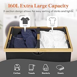 Lifewit 160L Double Laundry Hamper with Lid, Extra