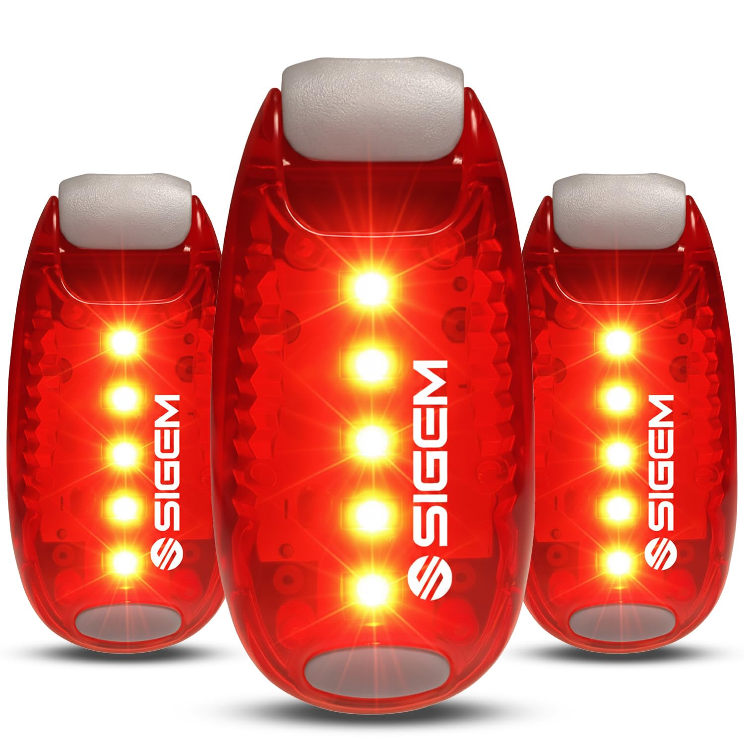 SIGEM LED Safety Lights (3 Pack) + Extra Bonus Items, Clip on Flashing Strobe Light, High Visibility for Running Jogging Walking Cycling for Kids Dogs Bicycle Helmet Bike Tail light