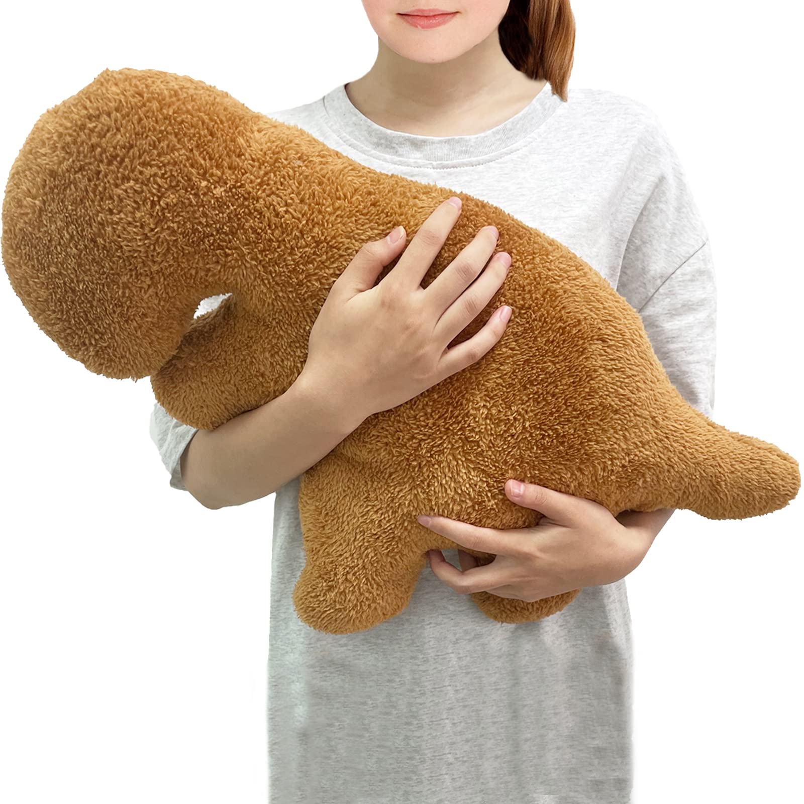 Isaacalyx Dino Nugget Pillow, 21 inch Large Soft Dinosaur Chicken Nuggets Pillow for Birthday Gifts, Dinosaur Theme Party Decorations (Tyrannosaurus Rex,Large)