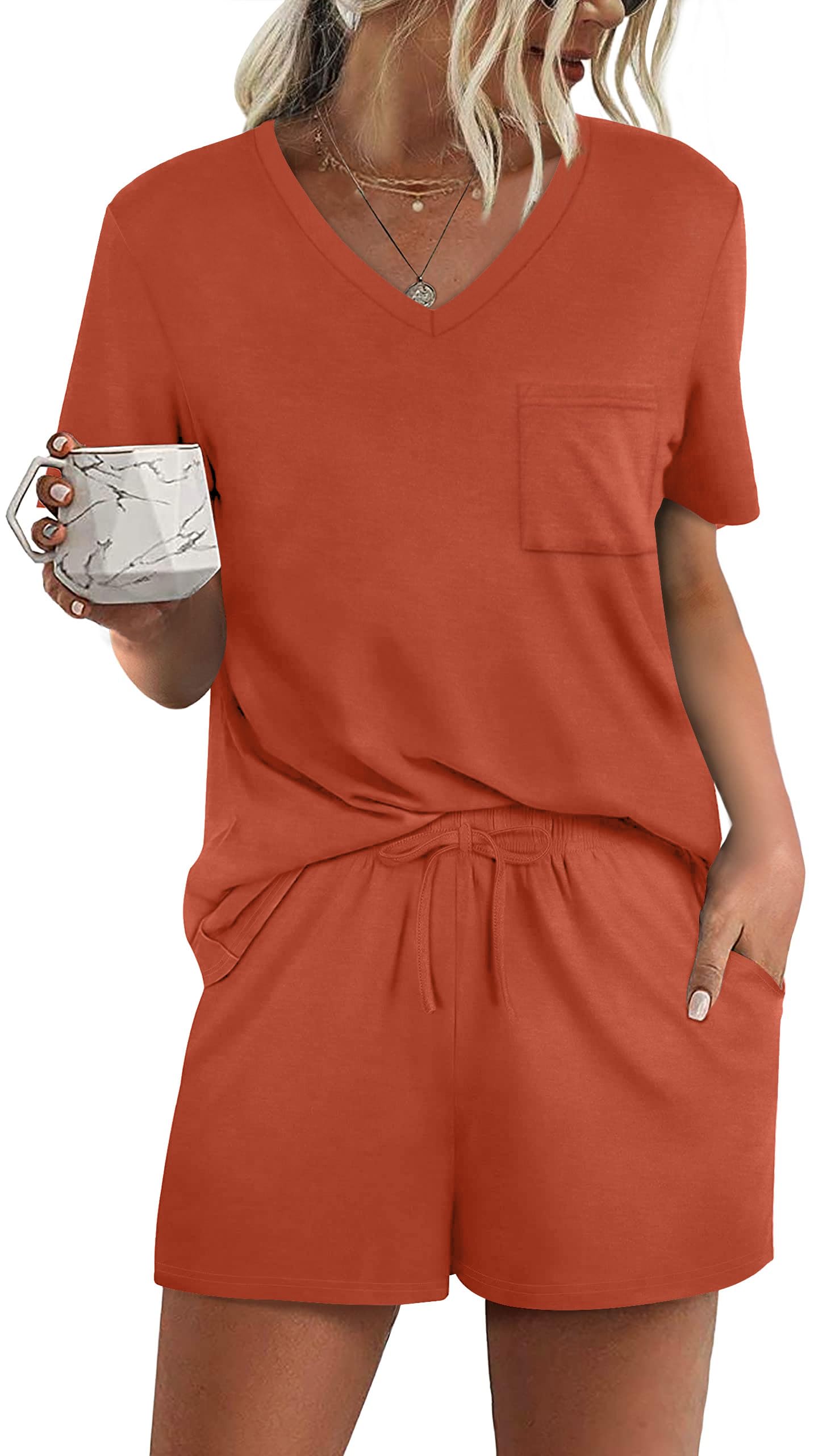 RUBZOOF Women's Short Sleeve Pajama Sets with