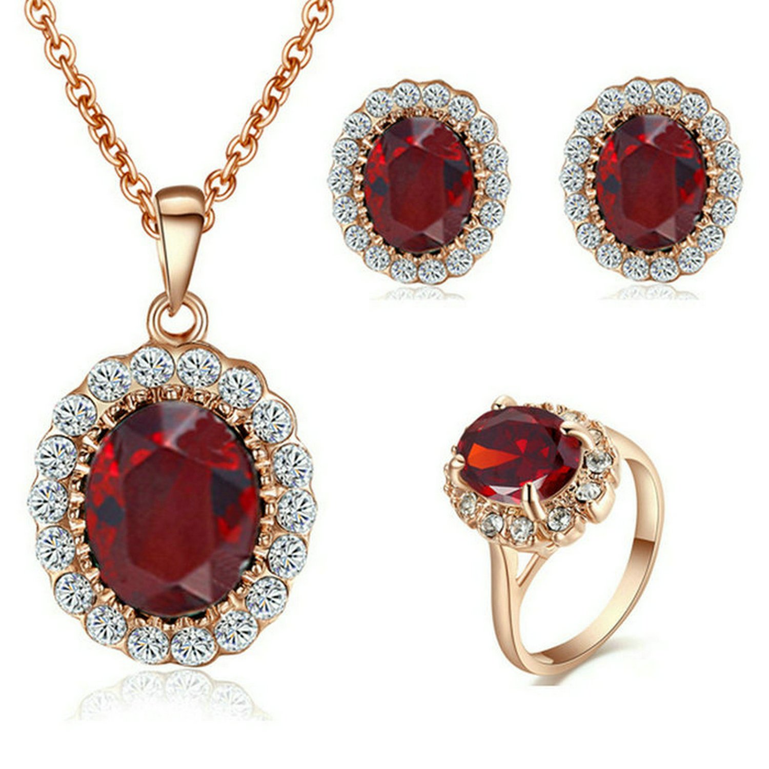 Yoursfs conjonto de joyas collar mujeres anillos mujer pendientes mujer oro rosa