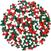 Qumenan 1500 Pieces Mini Christmas Pom Poms Balls Small Red Green and White pom poms for Crafts Making DIY Hobby Supplies Christmas Party Decorations(3 Colors, 0.4 in)