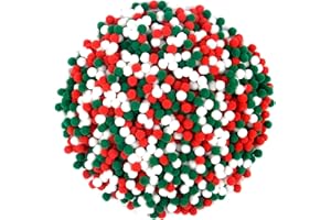Qumenan 1500 Pieces Mini Christmas Pom Poms Balls Small Red Green and White pom poms for Crafts Making DIY Hobby Supplies Christmas Party Decorations(3 Colors, 0.4 in)