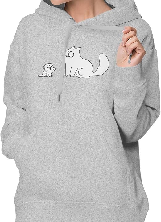 Simon S Cat and The Kitten Women Pullover Hoodies Long Sleeve Hooded Drawstring Sweatshirt with 
