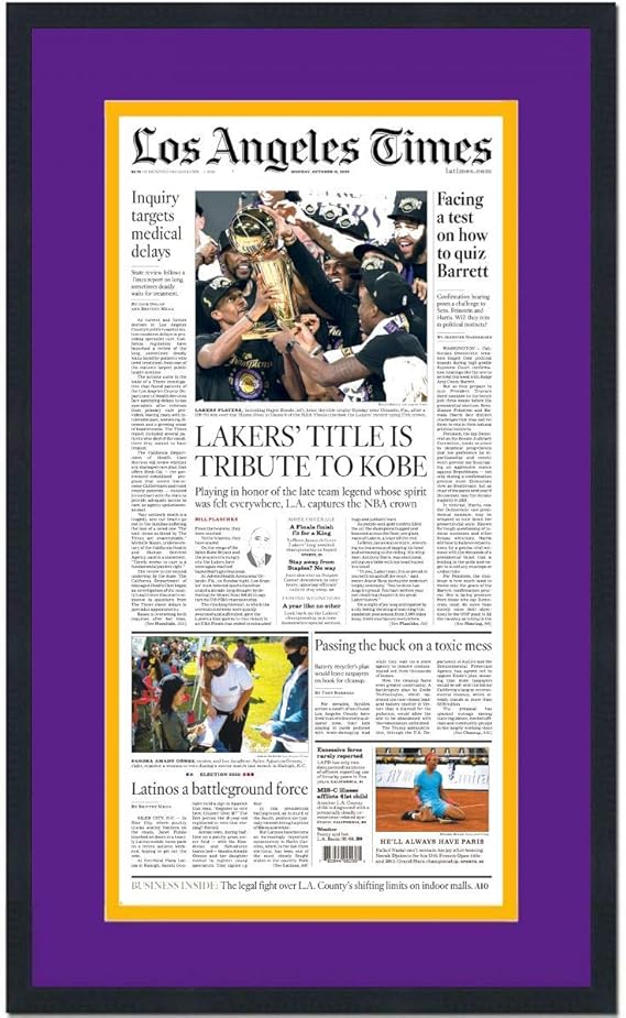 Framed Los Angeles LA Times Lakers 2020 NBA Finals