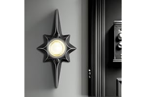 Saillong 1 Pack Doorbell Button, Metal Push Button Doorbell, Doorbell Button Wired Replacement, Doorbell Lighted, White Light Wall Mounted Starburst Door Bell Buttons(Black)