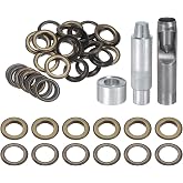 HARFINGTON 20pcs Grommet Tool Kit 20mm Copper Grommet Eyelet Set with Hole Hollow Punch, Grommet Setter Tools for Clothing Leather Fabric Belt, Bronze