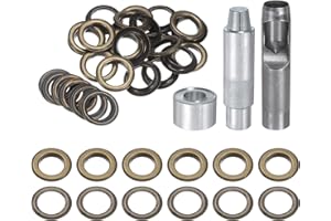 HARFINGTON 20pcs Grommet Tool Kit 20mm Copper Grommet Eyelet Set with Hole Hollow Punch, Grommet Setter Tools for Clothing Leather Fabric Belt, Bronze